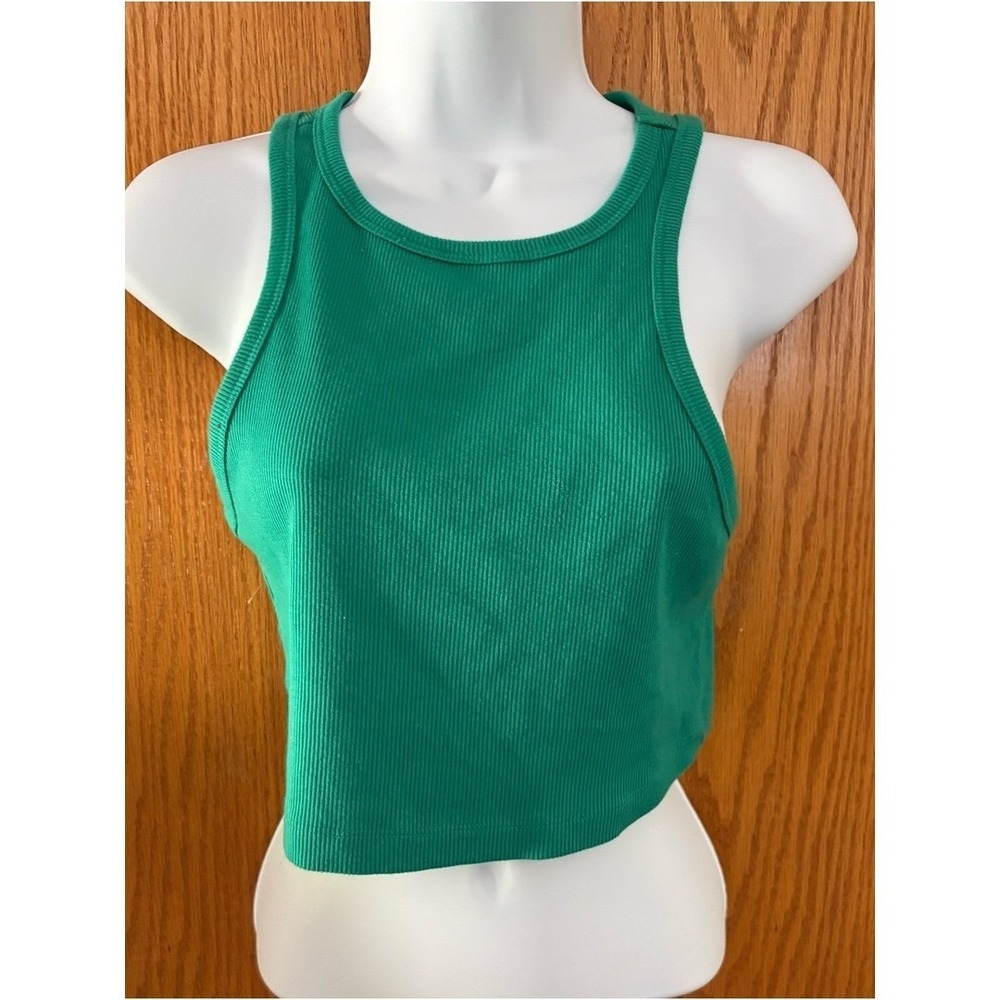Wild Fable Green Ribbed Cropped Tank - Picture 2 of 5